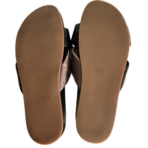 Cole Haan Airelle Black Metallic Leather Sandal Size 10B - Picture 4 of 5